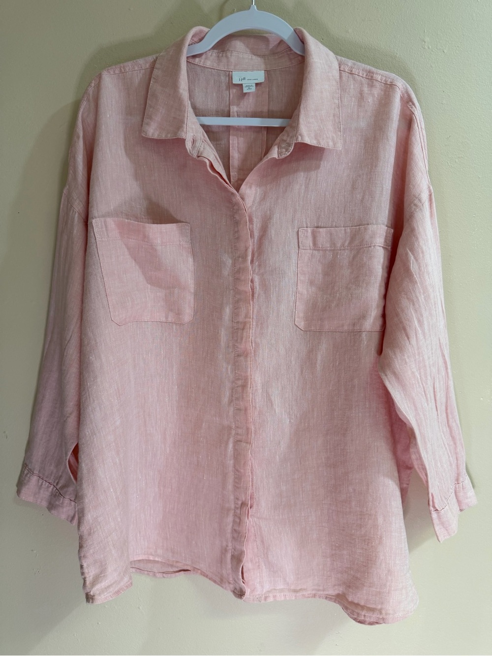 J.Jill Love Linen 100% Linen Button-Up Shirt XL Petite Soft Pink